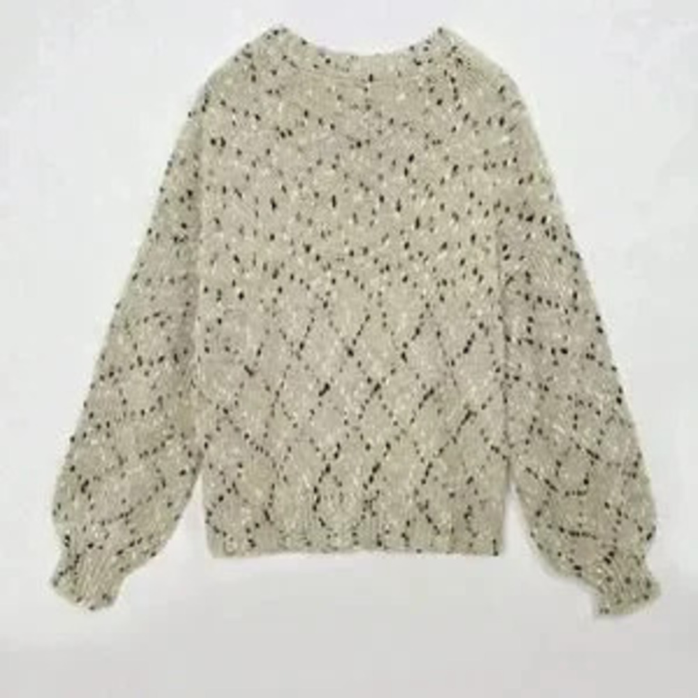 Multicolor Casual Women's Marled Knit Drop Shoulder Sweater - Picture 3 of 6